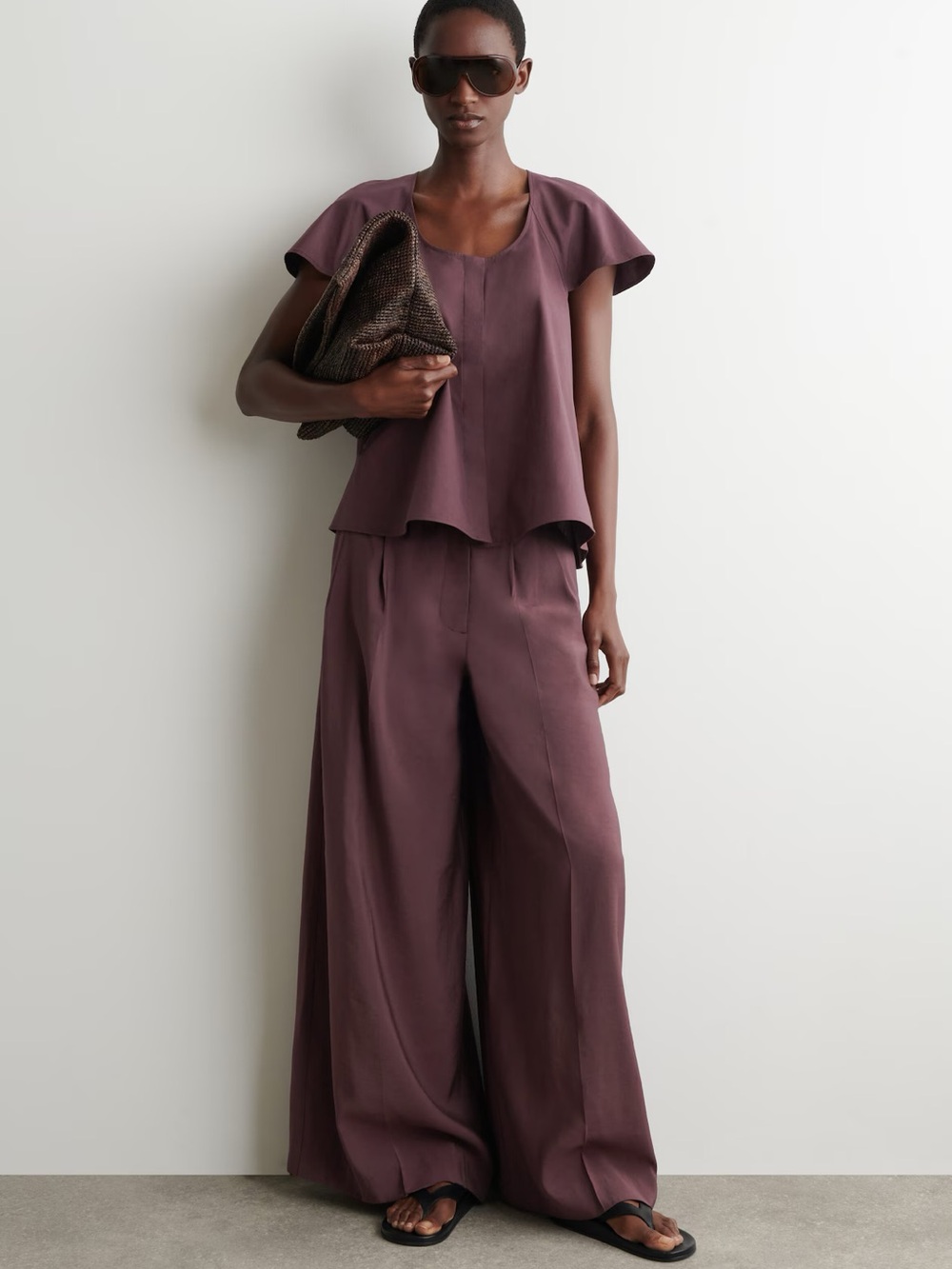NWT (size 2) COS PLEATED MODAL WIDE-LEG TROUSERS